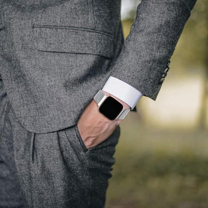 Compatible with Fitbit Versa & Versa 2 Bands, Stainless Steel Mesh Metal Band for Women & Men, Silver Large - color: Silver, size: L: 6.7" - 9.0"