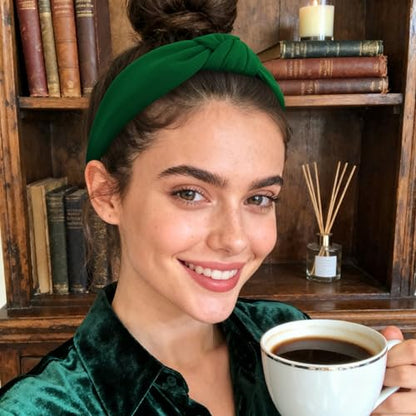 YISSION Green Knotted Headband Wide Headbands for Women Non Slip Head Band Fashion Top Knot Hairband Hair Accessories for Women Girls - color: Green