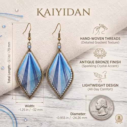 Boho Turquoise Dangle Earrings For Women Trendy,Western Blue Gemstone Drop Earings,Vintage Gothic Ethnic Statement Beach Vacation Long Birthstone Earrings with Leaf Teardrop Turquoise Crystal Tassels,Fashion Jewelry Birthday Gift. - style: A43 Handwoven B