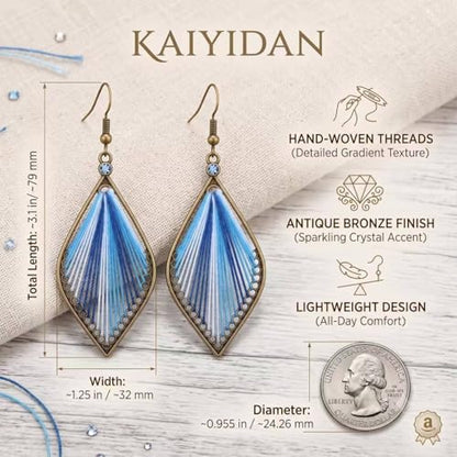 Boho Turquoise Dangle Earrings For Women Trendy,Western Blue Gemstone Drop Earings,Vintage Gothic Ethnic Statement Beach Vacation Long Birthstone Earrings with Leaf Teardrop Turquoise Crystal Tassels,Fashion Jewelry Birthday Gift. - style: A43 Handwoven B