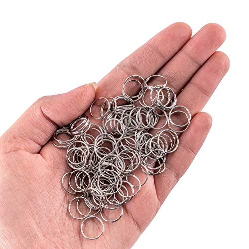 Super Z Outlet 100 Piece Mini Stainless Steel Split Rings Connectors for Arts & Crafts, Chandelier, Necklaces, Homemade Jewelry Making, DIY Keychains, Crystal Garlands, and Curtain Suncatchers (12mm)