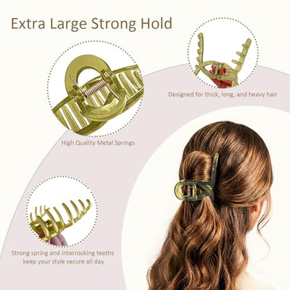 Extra Large Hair Claw Clips for Thick Hair, Big Non-Slip Claw Clips for Women, 4 Pack 5.9" Jelly & Matte Hair Clips for Long Hair (Jelly-C 4pcs 5.9") - color: Jelly-C 4pcs 5.9"