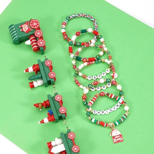 Ardorchid Halloween Bracelets for Women Pumpkin Ghost Steleton Bat Skull Beaded Stackable Stretchy Bracelet Rugby Thanksgiving Christmas Heishi Bracelets - color: Christmas Bracelets-5