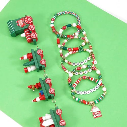 Ardorchid Halloween Bracelets for Women Pumpkin Ghost Steleton Bat Skull Beaded Stackable Stretchy Bracelet Rugby Thanksgiving Christmas Heishi Bracelets - color: Christmas Bracelets-5