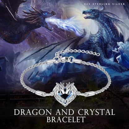 Animal Bracelet for Women 925 Sterling Silver Celtic Dragon/Horse/Wolf Bracelet Adjustable Bracelet Cute Animal Jewelry Gift for Women - style: 02-Celtic Dragon Bracelet