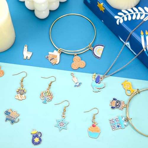 MARFOREVER 40 Pcs/20 Pairs Hanukkah Charms for Jewelry Making Hanukkah Gift | Chanukah Decoration, Blue White Enamel Charm, Star of David Bangle Pendants, Bracelet Necklace Earrings Making Accessories - style: Hanukkah