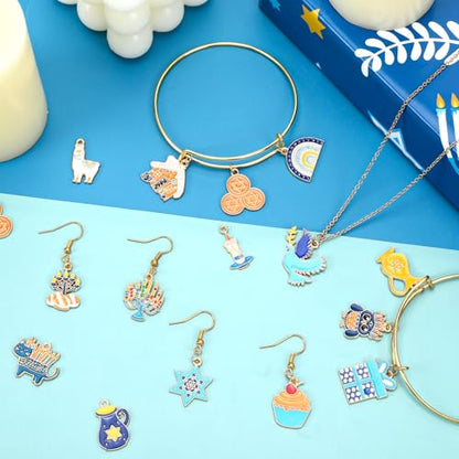 MARFOREVER 40 Pcs/20 Pairs Hanukkah Charms for Jewelry Making Hanukkah Gift | Chanukah Decoration, Blue White Enamel Charm, Star of David Bangle Pendants, Bracelet Necklace Earrings Making Accessories - style: Hanukkah