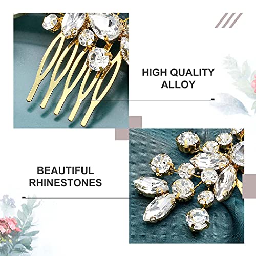 Catery Crystal Wedding Hair Comb Gold Rhinestone Bridal Hairpieces Bridesmiad Clips Accessories for Brides and Women (Gold) - color: B Gold