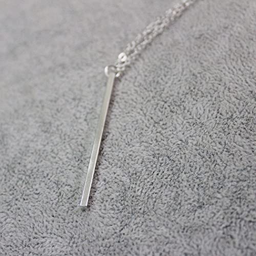 Bar Y Necklace Simple Long Vertical Bar Necklace Long Chian Necklace for Women (Silver)