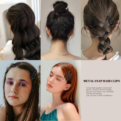 20 PCS Metal Snap Hair Clips Water Drop No Slip Barrettes for Women Bright Small Hair Clips For Thick And Thin Fine Hair,Black,1.97 x 0.5 In. - color: Black