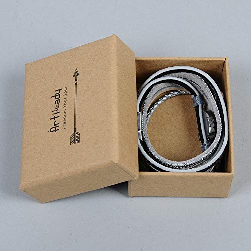 Artilady Leather Wrap Bracelet for Women, Pearl Beaded Bangle Stack Jewelry | Easy on-off, Elegant Handmade Multi-Layered, Daily Casual Date Beach Vacation, Gift for Ladies, Mother, Sister & Friend - style: Grey with druzy