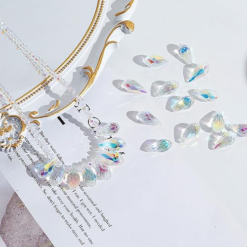 LONGWIN 36pcs AB Teardrop Crystal Beads 10x20mm Waterdrop Faceted Glass Beads for Jewelry Making, DIY Project, Earring, Necklaces, Bracelets - size: 36pcs 10x20mm