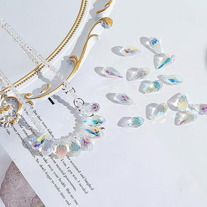 LONGWIN 36pcs AB Teardrop Crystal Beads 10x20mm Waterdrop Faceted Glass Beads for Jewelry Making, DIY Project, Earring, Necklaces, Bracelets - size: 36pcs 10x20mm