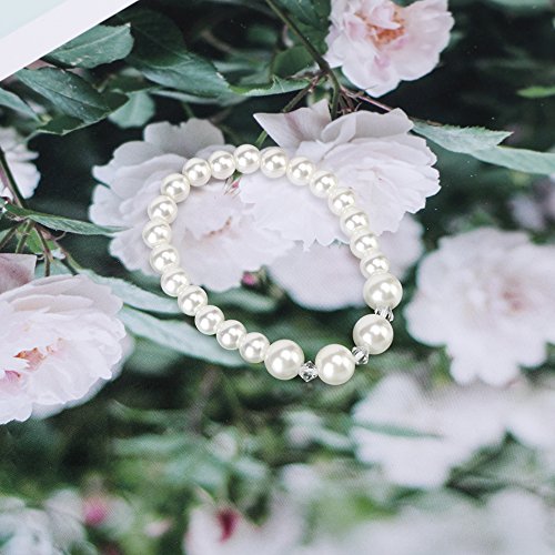 LEILE Faux Pearl Necklace Set for Women, Bracelet Earrings | Butterfly Pendant Design/Crystal/Rhinestone Daily Elegant Outfit, Gift - style: White, 14.5 in