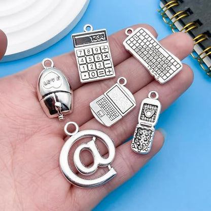36pcs Alloy Ancient Silvery Teacher's Day Graduation Season Series Mouse Keyboard Computer Technology Series Set Pendant Jewelry Making DIY Keychain Earrings Pendant Various Design Charms for Jewelry Making Bracelets Necklace (SN1058) - color: SN1058