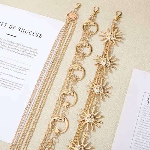 3Pcs Layered Waist Chains for Women Boho Festival Costume | Sunflower Butterfly Belts, Adjustable Fashion Accessories, Western Style, Party Hip Chain Belt - style: Boho Gold Sunflower