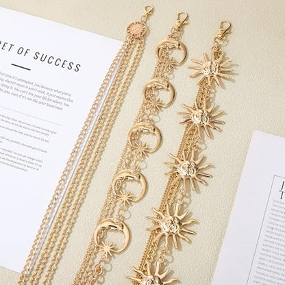 3Pcs Layered Waist Chains for Women Boho Festival Costume | Sunflower Butterfly Belts, Adjustable Fashion Accessories, Western Style, Party Hip Chain Belt - style: Boho Gold Sunflower
