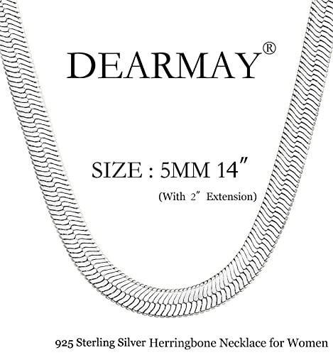 DEARMAY 14K Gold Plated Herringbone Necklaces for Women, Dainty Gold Snake Choker Chain Non Tarnish Trendy Simple Thin & Chunky Options Neckalce 1.5/3/5/6/8mm Chain Jewelry for Gifts - color: SL-5MM 14" Herringbone Necklace