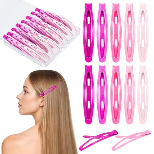 obeoby 40Pcs 2.36In Metal Snap Hair Clips No-slip Barrettes for Women Girls - color: Pink colors