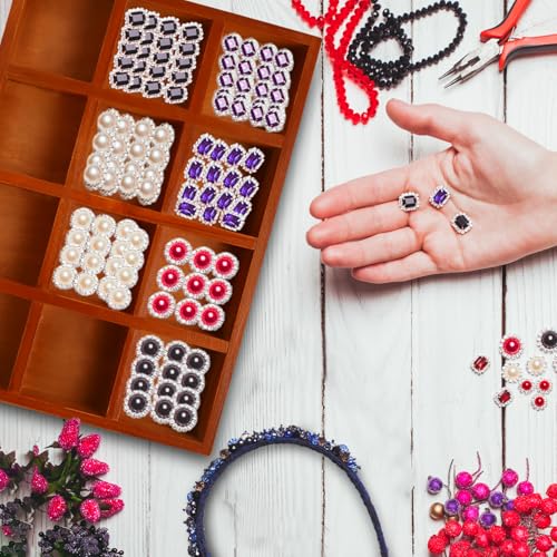 2 Pack Wooden Jewelry Drawer Organizer Trays - 12 Grid Low Profile Divider Inserts for Earrings, Rings, Bracelets & Bangles - 13.2" x 9.3" Wood Display Storage Box Fits Vanity Dresser Drawers