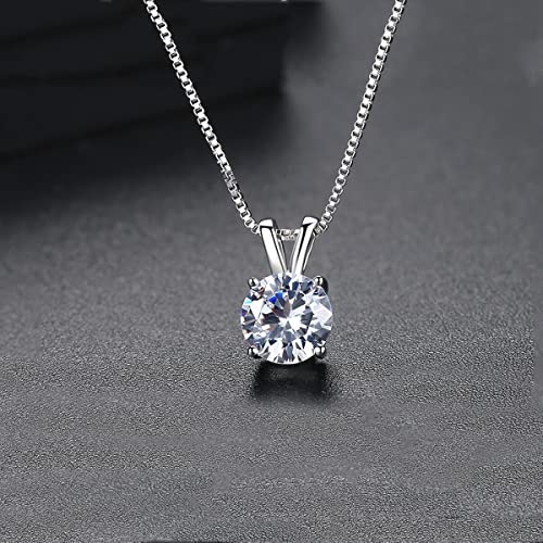 Dainty Solitaire Necklaces Stud Earrings Set For Women,White Gold Plated Simple Prom Jewelry Set Cubic Zirconia Pendant Choker Necklace And Earring Sets Wedding Jewelry For Bridal - color: 4 Prong necklace stud set