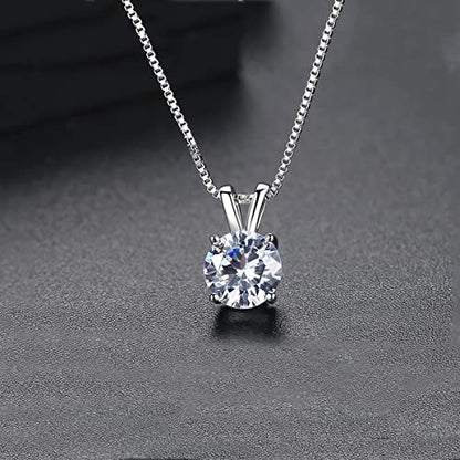 Dainty Solitaire Necklaces Stud Earrings Set For Women,White Gold Plated Simple Prom Jewelry Set Cubic Zirconia Pendant Choker Necklace And Earring Sets Wedding Jewelry For Bridal - color: 4 Prong necklace stud set