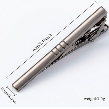 Black Striped Alloy Electroplated Gun Set French Business Cufflink Tie Clip