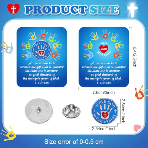 Sayglossy 30 Sets Serve God Pins on Card Bulk Religious Bible Verse Pins Bible Gifts Religious Christian Lapel Pin with Card for Church Gift Classroom Home Party Supplies - style: Serve God