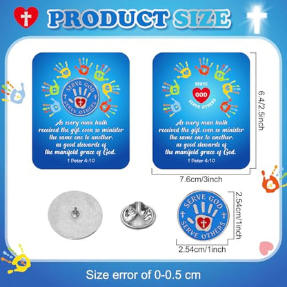 Sayglossy 30 Sets Serve God Pins on Card Bulk Religious Bible Verse Pins Bible Gifts Religious Christian Lapel Pin with Card for Church Gift Classroom Home Party Supplies - style: Serve God