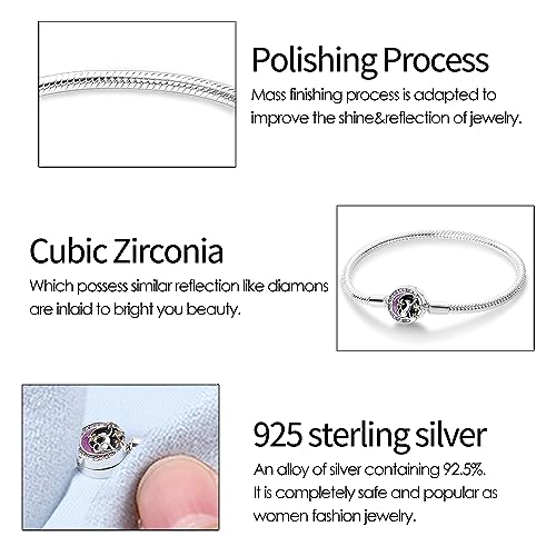 KUNSIR 925 Sterling Silver Palm Clasp Snake Chain Bracelet Basic Charm Bracelets Fit Any PDL Charm, with for Teen Women - style: KJB013