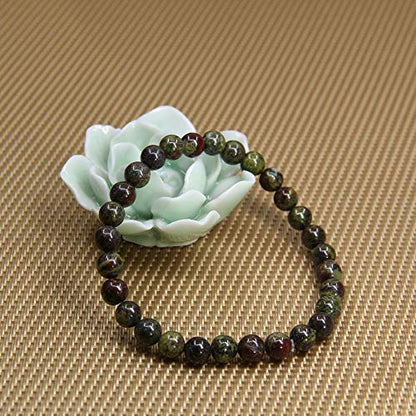 Angelstones Gemstones 6mm Round Beads Healing Crystal Bracelet for women | Natural Gemstone, Handmade Gifts for Women, Healing Crystal Round Beaded Stretch Bracelets, Unisex Jewelry for Women and Men - color: Dragon Blood Jasper