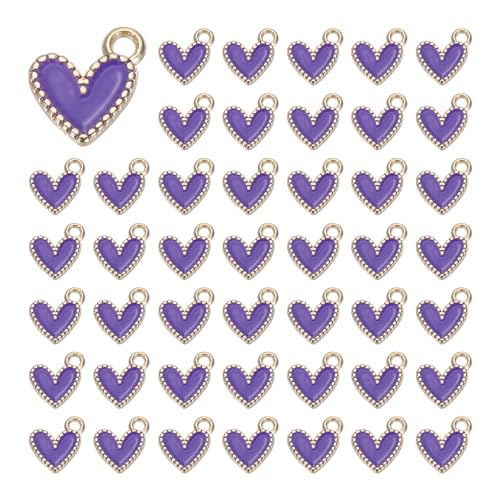 MECCANIXITY Enamel Alloy Heart Charm,Valentine Heart Pendants Love Jewelry Making Charm for DIY Necklace Bracelet Earrings Keychain - color: Purple
