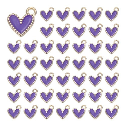 MECCANIXITY Enamel Alloy Heart Charm,Valentine Heart Pendants Love Jewelry Making Charm for DIY Necklace Bracelet Earrings Keychain - color: Purple
