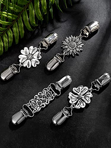 Jetec 4 Pieces Vintage Sweater Shawl Clips Retro Cardigan Collar Dress Shirt Brooch Clips for Women Wearing, 4 Styles - style: Exquisite Style