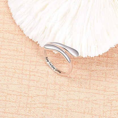 Fookduoduo 925 Sterling Silver Ring Inspirational Jewelry adjustable Wrap Open Rings for Women - style: Keep Going)