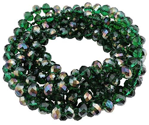Firstmeet Fashion Beads Rope Knot Long Beaded Necklace Versatile 60" Strand Costume Jewelry for Women - color: Green AB