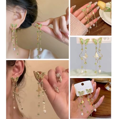 9 Pairs Flower Dangle Earrings for Women Hypoallergenic Pearl Leaf Floral Tassel Earrings Trendy Statement Long Drop Earrings Jewelry Gifts