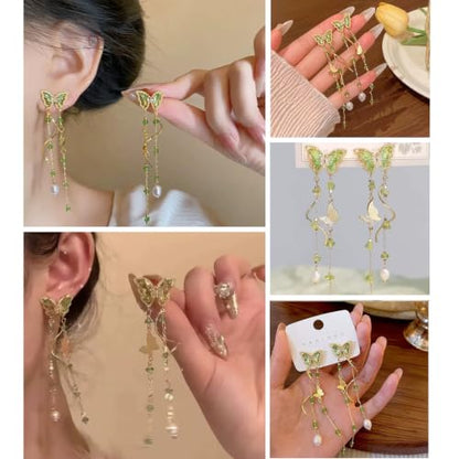 9 Pairs Flower Dangle Earrings for Women Hypoallergenic Pearl Leaf Floral Tassel Earrings Trendy Statement Long Drop Earrings Jewelry Gifts