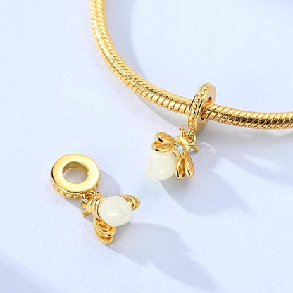 Gold Flower Family Charms for Bracelet Bead Charm for Women Jewelry Present - style: Gold Firefly