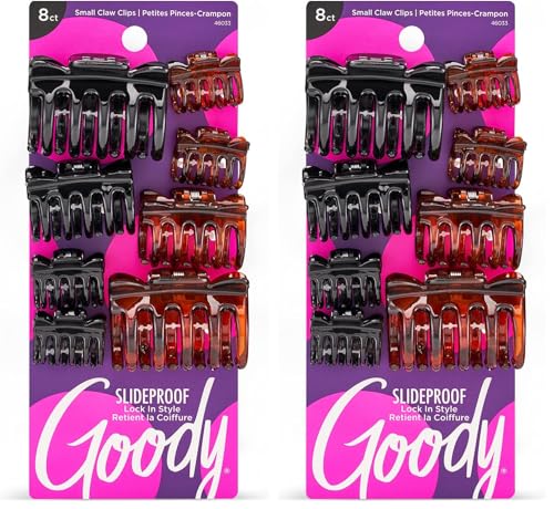 Goody Classics Claw Clips, Assorted Sizes, Assorted Colors - All Hair Types - Great for Easily Pulling Up Your Hair - Pain-Free Hair Accessories for Women, Men, Boys and Girls, 8 Count (Pack of 2) - size: 8 Count (Pack of 2)