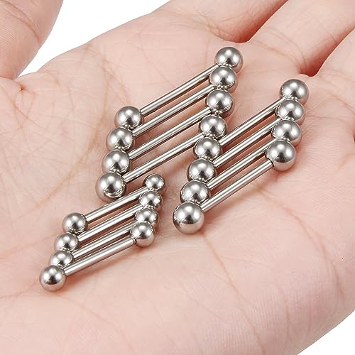 16G 14G Surgical Steel Shiny Ball Nipple Tongue Shield Ring Barbell Body Piercing Jewelry Retainer 12-16mm 12PCS - style: 12PCS - 14G Silver