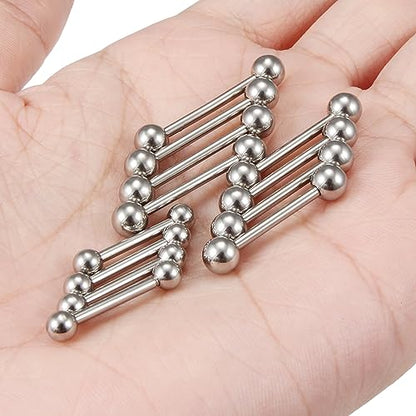 16G 14G Surgical Steel Shiny Ball Nipple Tongue Shield Ring Barbell Body Piercing Jewelry Retainer 12-16mm 12PCS - style: 12PCS - 14G Silver