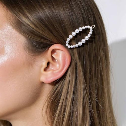 Andelaisi Hair Clip, Silver Circle Pearl Hairpin Clip, Vintage Hollow Circle Hair Barrette, Geometric Head Clip Accessories for Women and Girls