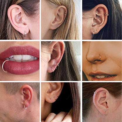 EPIRORA Sterling Silver Hoop Earrings for Women Men, Hypoallergenic Cartilage Earring Endless Small Hoop Earrings Set, 3 Pairs Tragus Earrings (8mm/10mm/12mm) - style: 3# 3 Pairs(8/10/12mm)-Rose Gold