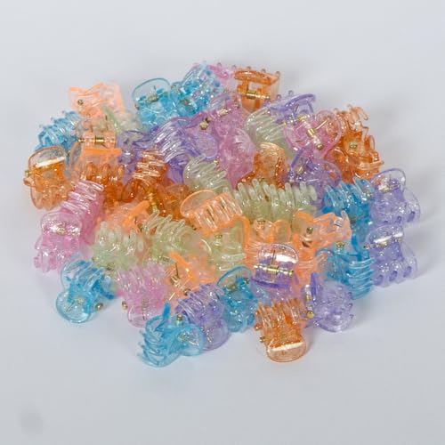 50 PCS Mini Hair Claw Clips， Bangs Strong Grip Multifunction Clamp Clips. (Glitter) - color: Glitter