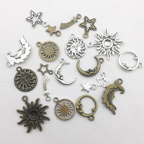 100g (About 80pcs) Craft Supplies Celestial Collection Charms Pendants for Crafting, Jewelry Findings Making Accessory for DIY Necklace Bracelet (M081) - color: M081