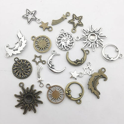 100g (About 80pcs) Craft Supplies Celestial Collection Charms Pendants for Crafting, Jewelry Findings Making Accessory for DIY Necklace Bracelet (M081) - color: M081