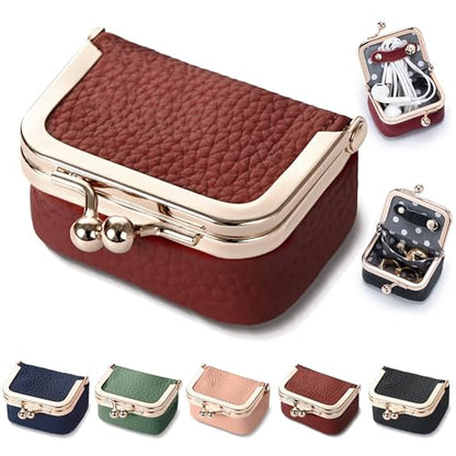 Zivyes Mini Jewelry Box Travel Small Coin Purse Organizer Case Genuine Leather Tiny Size (Red) - color: Red-Tiny