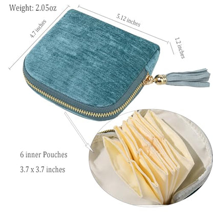 Women's Coin Purses Velvet Mini Travel Jewelry Case Bag with Tassel - color: A-Mint Green