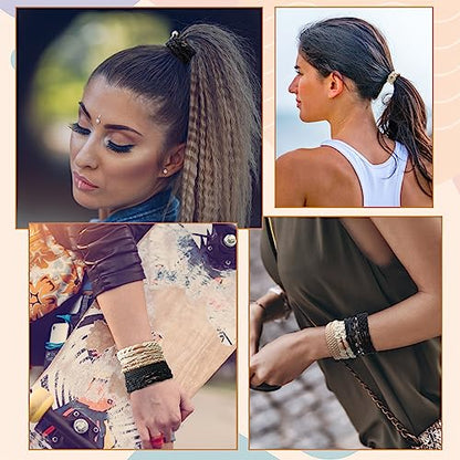 KANPRINCESS Boho Hair Tie Bracelets - Elastic Bands for Women's Ponytails, Daily Life, Sports, and Work (20pcs) - color: Set6
